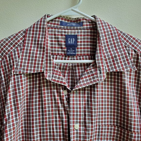 NWOT GAP 100% Cotton Fitted Plaid Shirt Size XL - Picture 7 of 16